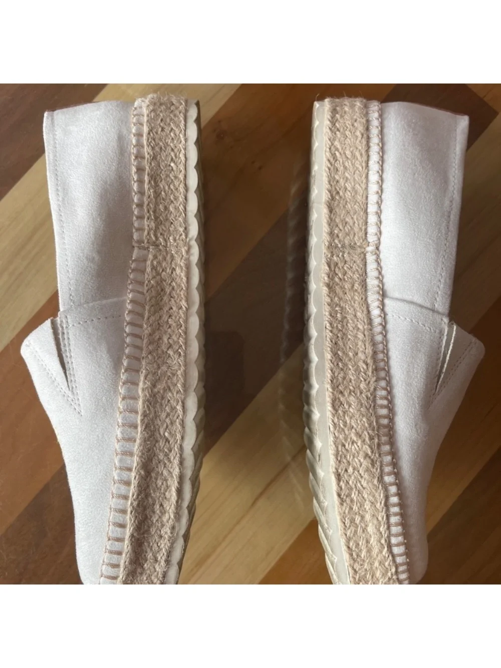 Dr. Scholl's White Espadrille Loafers with Yellow Sun Motif